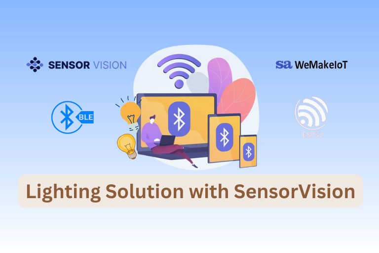 How does the ESP32 BLE gateway improve remote diagnostics in our lighting solution with Sensor Vision